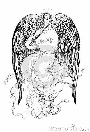 Beautiful angel with wings Vector Illustration