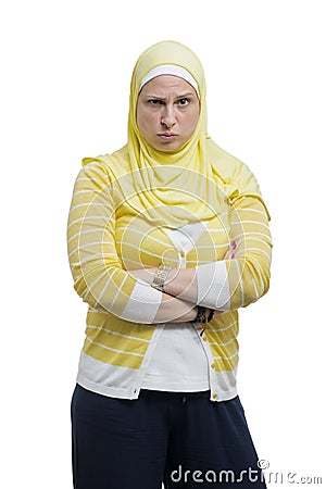 Beautiful Annoyed Modern Muslim Woman Stock Photo