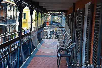 Beautiful antique balcony in New Orleans Lousiana Stock Photo