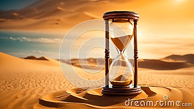 Beautiful antique sandglass in desert concept Stock Photo