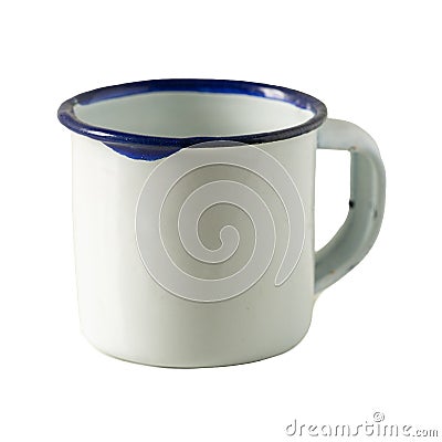 Beautiful antique vintage white agate mugs for everyday Stock Photo