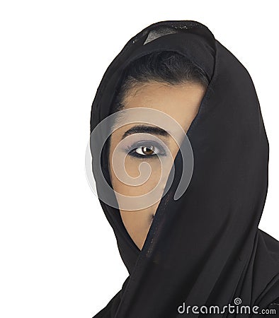 Beautiful arabian lady wearing traditional islamic Stock Photo