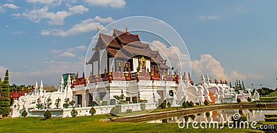 Beautiful architectural of Ho Kham Luang, the royal pavilion in lanna style building at the royal flora international horticulture Stock Photo