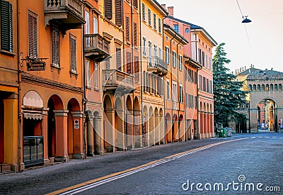 Beautiful architecture of the ancient Italian city of Bologna. Editorial Stock Photo
