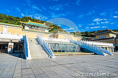 Beautiful architecture building exterior of landmark of taipei national palace museum in taiwan Editorial Stock Photo