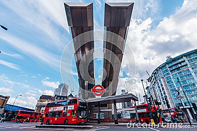Beautiful architecture design of Vauxhall bus stop station on sunny day in west part of the city Editorial Stock Photo