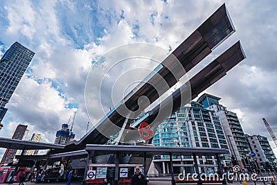 Beautiful architecture design of Vauxhall bus stop station on sunny day in west part of the city Editorial Stock Photo