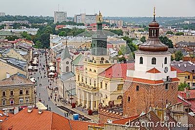 Beautiful architecture of the old town in Lublin Stock Photo