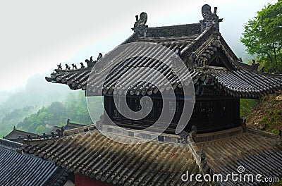 Beautiful architecture roof Chinese temple in Wudang China Stock Photo