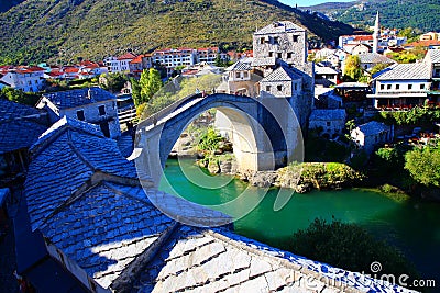 Scenic town of Mostar, Bosnia Europe Editorial Stock Photo