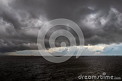 A beautiful architecture of skyline on the river but it is terrible Stock Photo