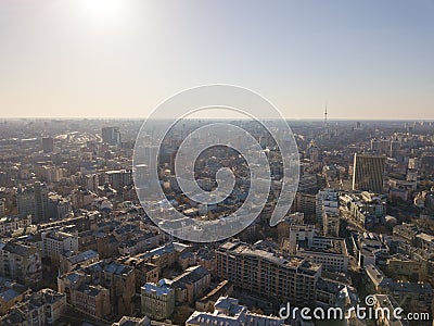 Beautiful area of kiev city center at suny time in Kiev, Ukraine. Editorial Stock Photo