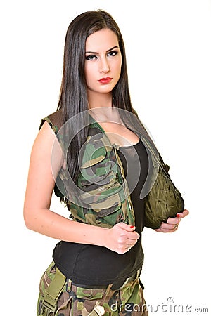 Beautiful army woman Stock Photo