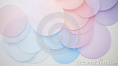 Beautiful array of pastel circles overlap on a white background, creating a dreamy gradient effect perfect for modern Stock Photo