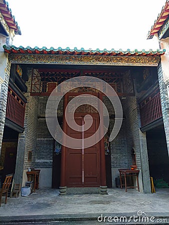 beautiful art in old Chinese building chik kwai study hall hongkong Stock Photo