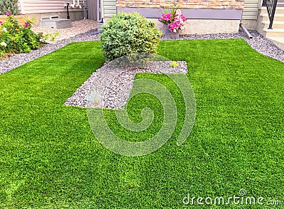 A beautiful artificial lawn in the suburbs of Edmonton Stock Photo