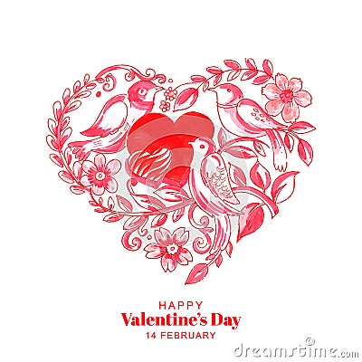 Beautiful artistic heart shape valentines day card design Vector Illustration