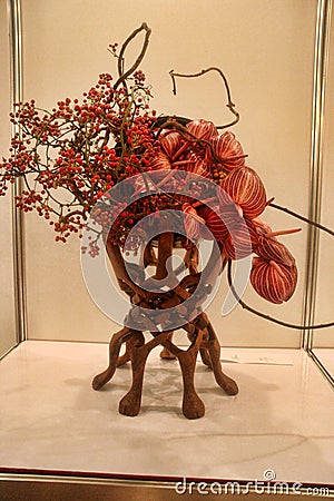 Beautiful artistic ikebana in Taipei, Taiwan Editorial Stock Photo