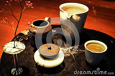 A beautiful, artistic interior design tea saloon. Stock Photo