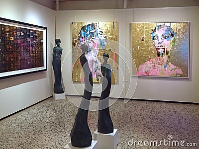 Art collection of the Belairfineart gallery in Venice Editorial Stock Photo