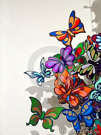 Art collection of the Belairfineart gallery in Venice - butterflies Editorial Stock Photo