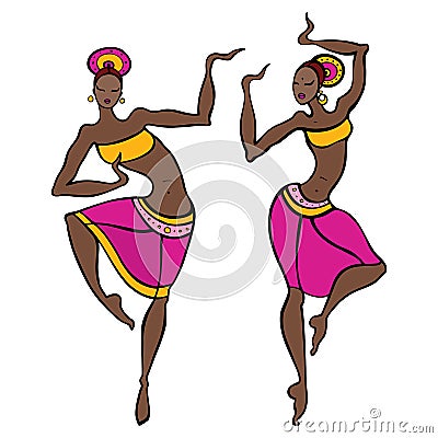 Beautiful asian dancer. Cartoon Illustration