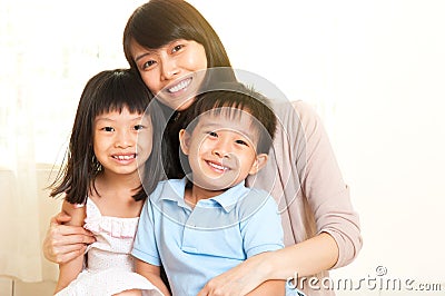 Asian mother and kids Stock Photo