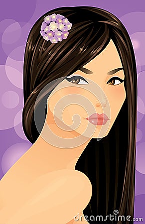 Beautiful Asian Woman Vector Illustration