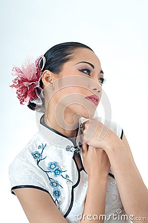 Beautiful Asian woman in Qipao Stock Photo