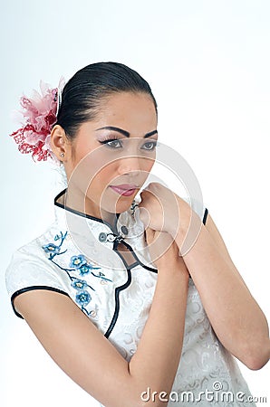 Beautiful Asian woman in Qipao Stock Photo