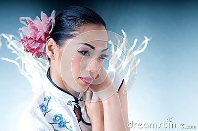 Beautiful Asian woman in Qipao Stock Photo