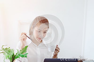 Women are working and have stress. Stock Photo