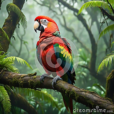 Beautiful attractive parrot hyper realistic close up ultra detailed rendered Cartoon Illustration