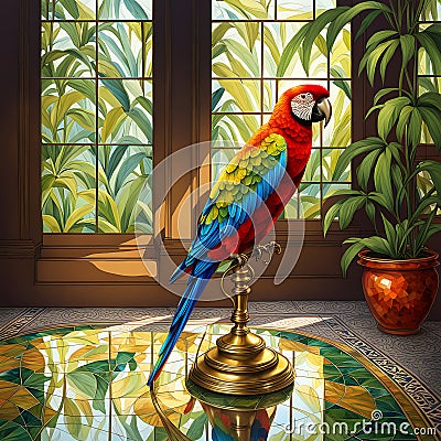 Beautiful attractive parrot hyper realistic close up ultra detailed rendered Cartoon Illustration