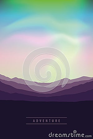 Beautiful aurora borealis background colorful sky Vector Illustration
