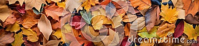 Beautiful autumn background of a colorful array of fallen leaves. Generative AI Stock Photo