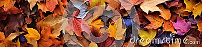 Beautiful autumn background of a colorful array of fallen leaves. Generative AI Stock Photo