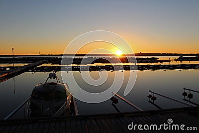 A beautiful autumn day in Ettan`s boat harbor in LuleÃ¥ Editorial Stock Photo