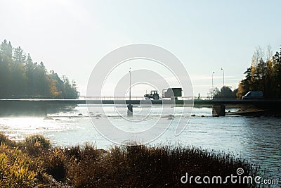 Beautiful autumn landscape on river Kymijoki near the Emperor Alexander lll fishing lodge Langinkoski. Kotka, Finland Stock Photo