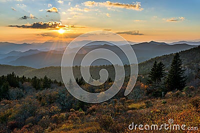 Scenic sunset, Blue Ridge Mountains, North Carolina Stock Photo