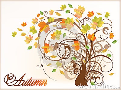 Beautiful Autumn Tree Vector Illustration