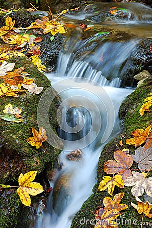 Beautiful autumn waterfall Stock Photo