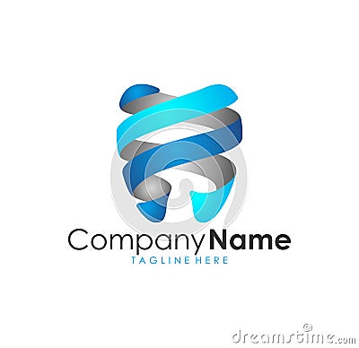 Beautiful awesome modern 3D dentist logo, modern dentist logo Vector Illustration