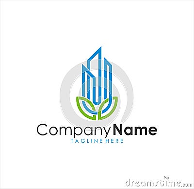 Beautiful awesome modern logo, modern green urban city Vector Illustration