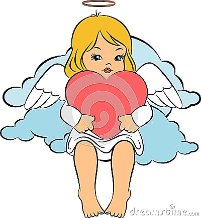 Beautiful baby angel with wings Vector Illustration