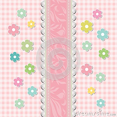 Beautiful baby floral greeting card vector Vector Illustration