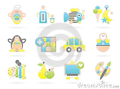 Beautiful baby icons Vector Illustration