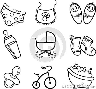 Beautiful baby icons Vector Illustration