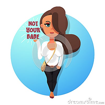 Beautiful baby. Not your babe. Vector flat design illustration on white background. Vertical layout. Vector Illustration