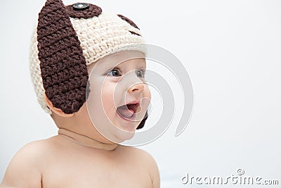 A great baby with the smile on her lips Stock Photo